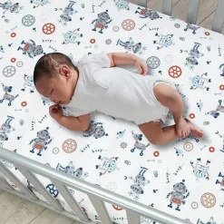 Lambs u0026 Ivy Crib & Bed Sheets*Lambs & Ivy Robbie Robot Crib Sheet