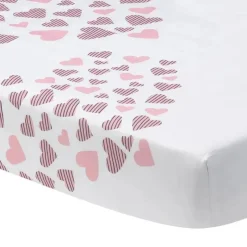 Lambs u0026 Ivy Crib & Bed Sheets*Lambs & Ivy Signature Heart To Heart Pink/White Fitted Crib Sheet