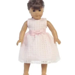 Lito Children's Wear Dolls Accessories|Dolls*Lito - Baby Dolls Organza Dress With Burnout Squares, Light Pink