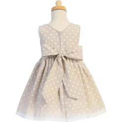 Lito Children's Wear Dresses|Baby Dresses & Skirts*Lito - Baby Girl Cotton Chambray Polka-Dot, Beige
