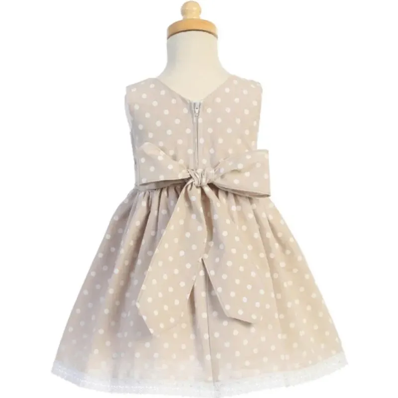Lito Children's Wear Dresses|Baby Dresses & Skirts*Lito - Baby Girl Cotton Chambray Polka-Dot, Beige
