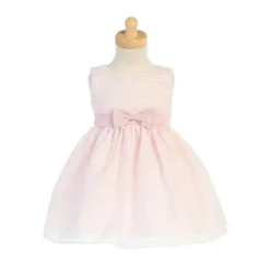 Lito Children's Wear Dresses|Baby Dresses & Skirts*Lito - Baby Girl Organza Dress With Burnout Squares, Light Pink