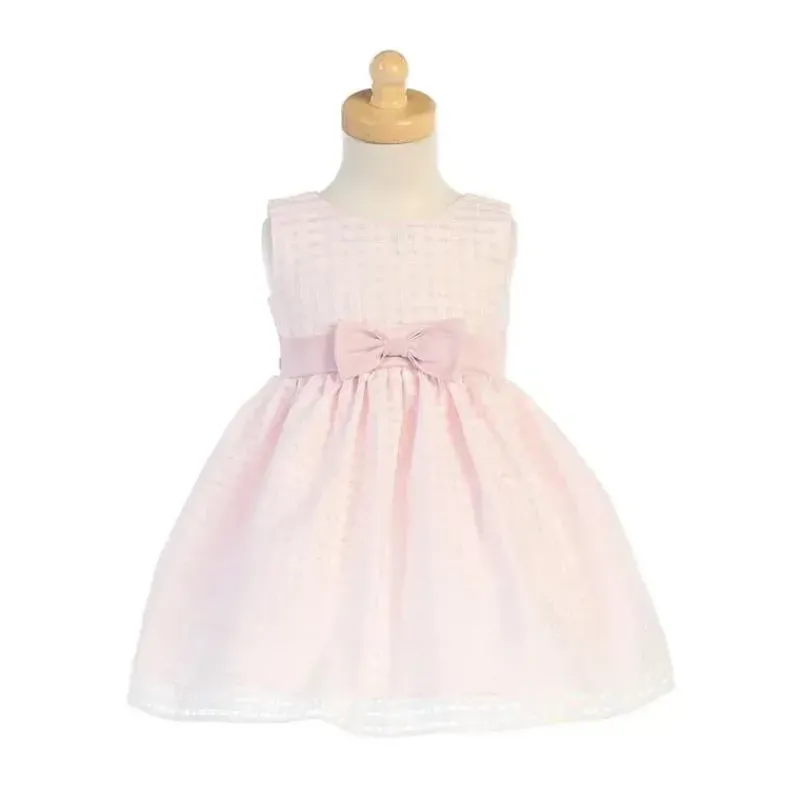 Lito Children's Wear Dresses|Baby Dresses & Skirts*Lito - Baby Girl Organza Dress With Burnout Squares, Light Pink