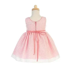 Lito Children's Wear Dresses|Baby Dresses & Skirts*Lito - Baby Girl Organza Dress With Burnout Squares, Light Pink