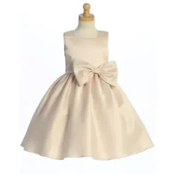 Lito Children's Wear Christmas Clothing*Lito - Baby Girl Satin Dress With Bow Chardoney