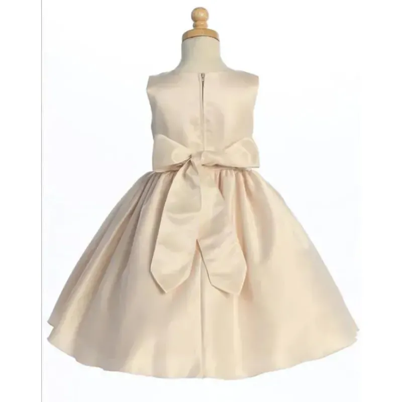 Lito Children's Wear Christmas Clothing*Lito - Baby Girl Satin Dress With Bow Chardoney