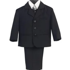 Lito Children's Wear Dresswear*Lito - Boy's 3 Button 5 Piece Suit With Shirt, Vest, And Tie (Black)