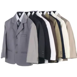 Lito Children's Wear Dresswear*Lito - Boy's 3 Button 5 Piece Suit With Shirt, Vest, And Tie (Black)