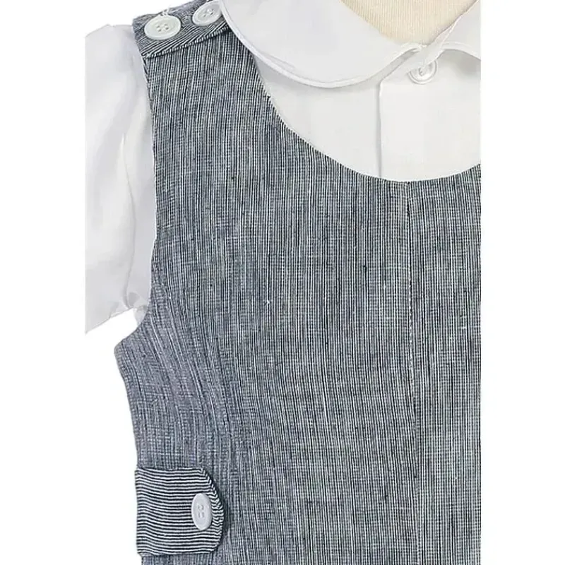 Lito Children's Wear Dresswear*Lito - Cotton Linen Overall Set, Navy