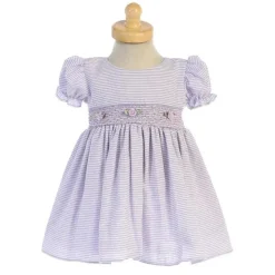 Lito Children's Wear Dresses|Baby Dresses & Skirts*Lito - Embroidered Mesh With Poly Silk Trims, Lavander & White