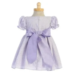 Lito Children's Wear Dresses|Baby Dresses & Skirts*Lito - Embroidered Mesh With Poly Silk Trims, Lavander & White