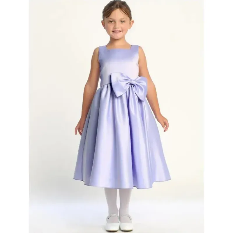 Lito Children's Wear Dresses|Baby Dresses & Skirts*Lito - Girl Satin Dress With A Bow, Lavender