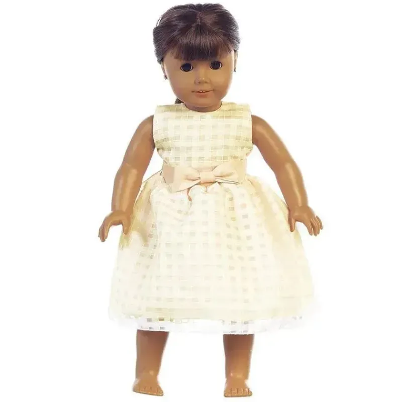 Lito Children's Wear Dolls Accessories|Dolls*Lito - Organza Dress With Burnout Squares Dolls Dress, Yellow