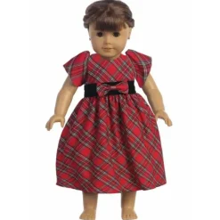 Lito Children's Wear Dolls Accessories|Dolls*Lito - Plaid Red And, Green, Black Christmas Doll Dress