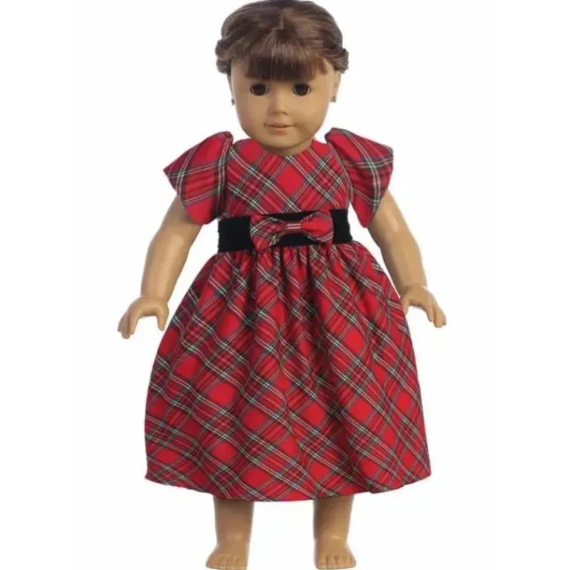 Lito Children's Wear Dolls Accessories|Dolls*Lito - Plaid Red And, Green, Black Christmas Doll Dress