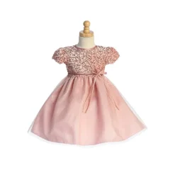 Lito Children's Wear Dresses|Baby Dresses & Skirts*Lito - Velvet With Sequins & Glitter Tulle, Light Pink