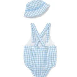 Little Me Baby Sets*- Baby Boy Check Sunsuit Hat, Blue