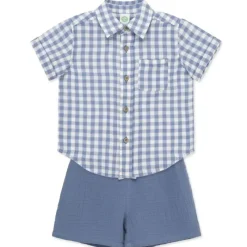 Little Me Baby Sets*- Baby Boy Check Woven Short Set, Blue