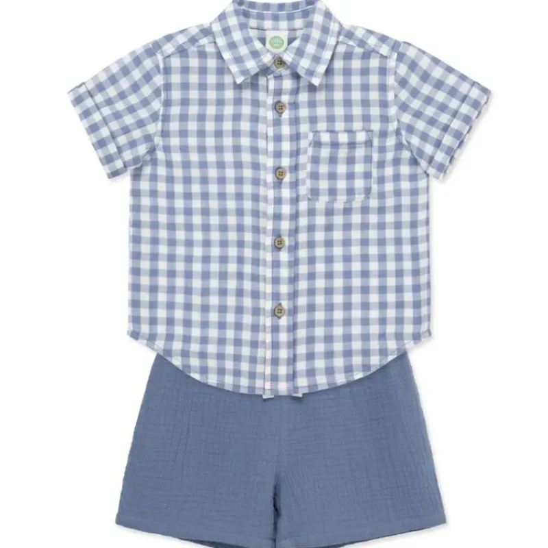 Little Me Baby Sets*- Baby Boy Check Woven Short Set, Blue
