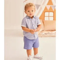 Little Me Baby Sets*- Baby Boy Check Short Set, Blue
