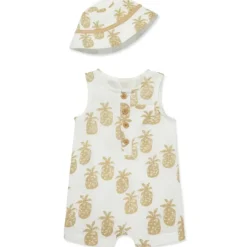 Little Me Baby Sets*- Baby Boy Pineapple Romper Hat, Tan