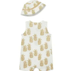 Little Me Baby Sets*- Baby Boy Pineapple Romper Hat, Tan