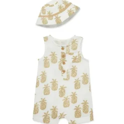 Little Me Baby Sets*- Baby Boy Pineapple Romper Hat, Tan