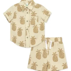 Little Me Baby Sets*- Baby Boy Pineapple Woven Short Set, Tan
