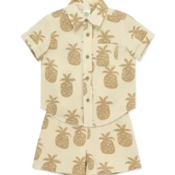Little Me Baby Sets*- Baby Boy Pineapple Woven Short Set, Tan