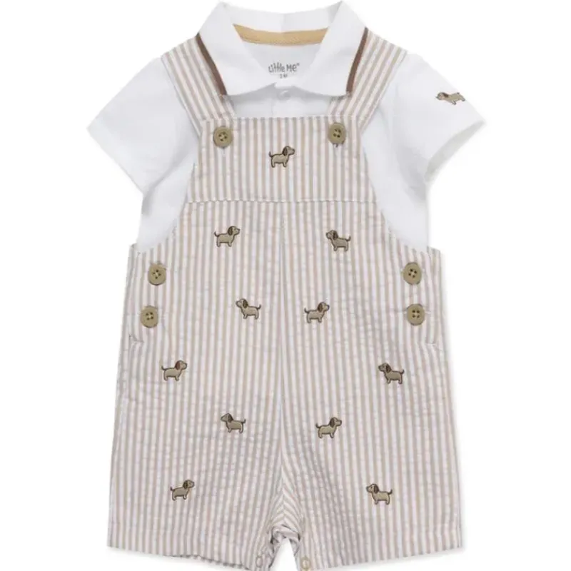 Little Me Baby Sets*- Baby Boy Puppies Woven Shortall Set