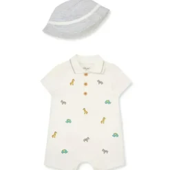 Little Me Baby One-Pieces*- Baby Boy Safari Knit Romper & Bucket Hat