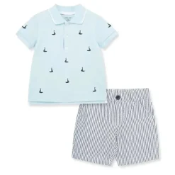 Little Me Baby Sets*- Baby Boy Sail Boat Polo Short Set