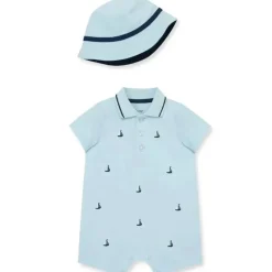 Little Me Baby One-Pieces*- Baby Boy Sailboat Knit Romper & Bucket Hat