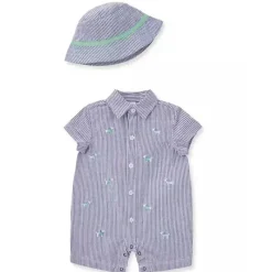 Little Me Baby Sets*- Baby Boys Puppies Romper and Hat Set