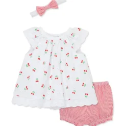 Little Me Baby Sets*- Baby Girl Cherry Eyelet Sunsuit, Pink