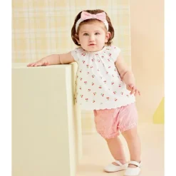 Little Me Baby Sets*- Baby Girl Cherry Eyelet Sunsuit, Pink