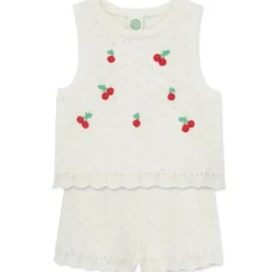 Little Me Baby Sets*- Baby Girl Cherry Pointelle Set, Ivory