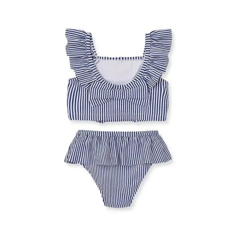 Little Me Baby Swimming Clothes*- Baby Girl Daisy Stripe Swimsuit Blue