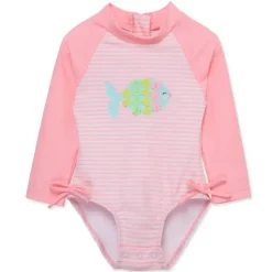 Little Me Baby Swimming Clothes*- Baby Girl Fish 1-Piece Rashguard Swimsuit