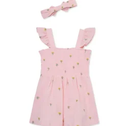 Little Me Baby Sets*- Baby Girl Floral Schiffli Woven Romper Pink