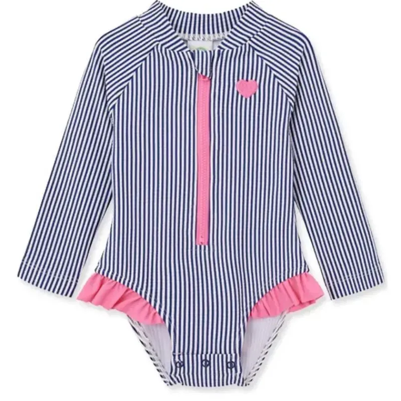 Little Me Baby Swimming Clothes*- Baby Girl Heart Rashguard Blue