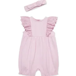Little Me Baby One-Pieces*- Baby Girl Lilac Eyelet Romper & Headband Set