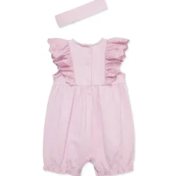 Little Me Baby One-Pieces*- Baby Girl Lilac Eyelet Romper & Headband Set