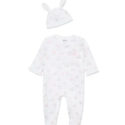 Little Me Baby Sets*- Baby Girl Pink Bunny Footie & Hat