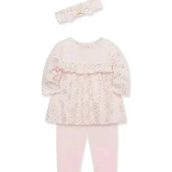 Little Me Baby Sets*- Baby Girl Pink Heart Shine Rib Knit Tunic Set