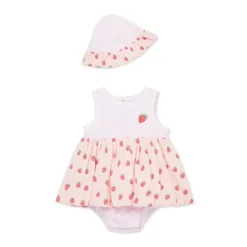 Little Me Baby Sets*- Baby Girl Strawberries Popover, Pink