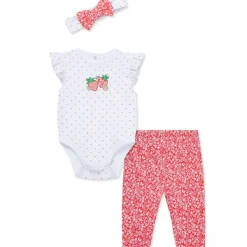 Little Me Baby One-Pieces*- Baby Girl Strawberry Bodysuit & Pant Set