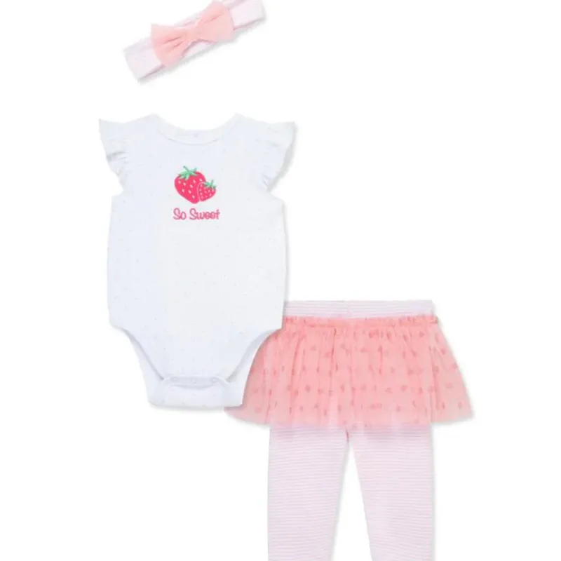 Little Me Baby Sets*- Baby Girl Strawberry Check Set Infant,Tunic W/Leggings