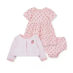 Little Me Baby Sets*- Baby Girl Strawberry Dress Set, Pink
