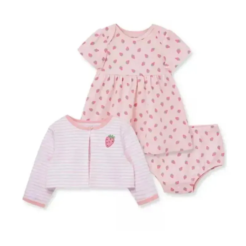 Little Me Baby Sets*- Baby Girl Strawberry Dress Set, Pink